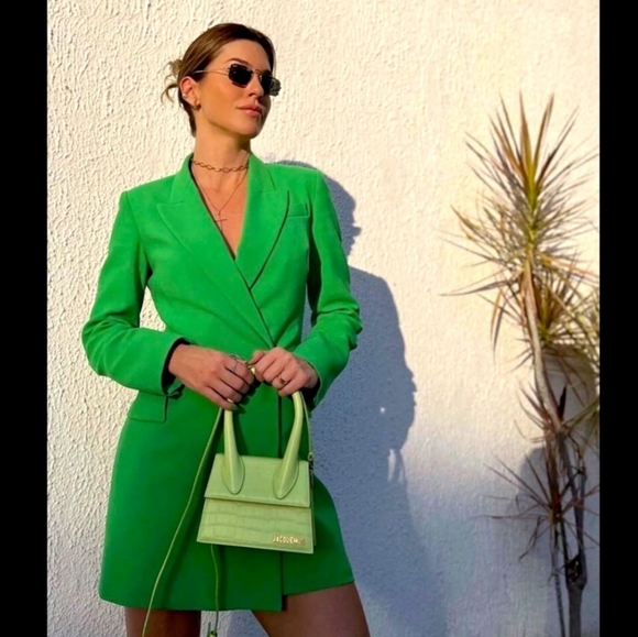 NWT ZARA DOUBLE BREASTED LONG BLAZER DRESS GREEN - Picture 3 of 16